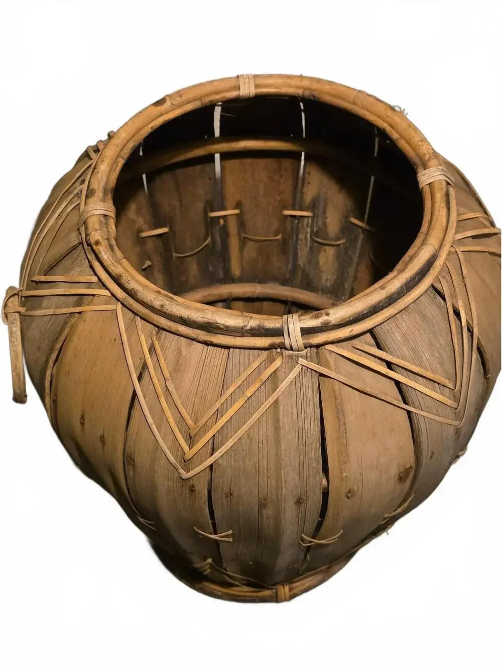 Handmade Palm Leaf Woven Basket Vase - Boho Chic Urn Platter with Ring Handles